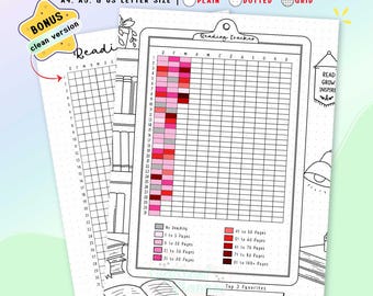 Reading Tracker Printable, Yearly Book Log Journal Page Count, Read Trackers, Planner Insert Page