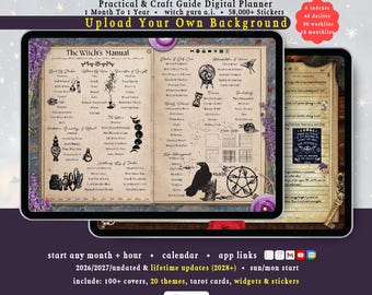 Witch Digital Planner 2026 2027, Daily Manual Grimoire, Book of Shadows, GoodNotes iPad Android, Undated, Lifetime, Start Any Month + Hour