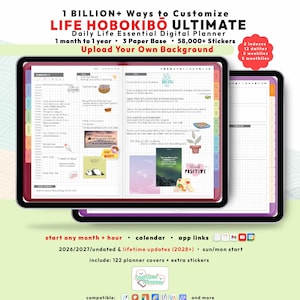 Hobonichi Digital Planner 2026 2027, GoodNotes Notability iPad Android, Undated, Lifetime, Start Any Month, Custom Hour