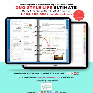 Custom Digital Planner 2026 2027 Undated Lifetime: Daily iPad & Android Planner, Ring GoodNotes Notability