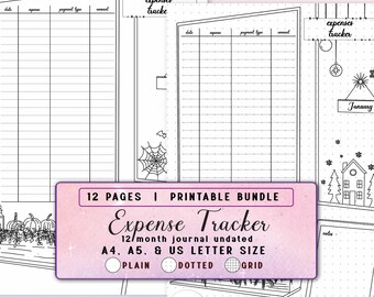 Printable Expense Tracker, Monthly Finance Journal, Spending Log, Budget Planner Insert, Seasonal Coloring Pages