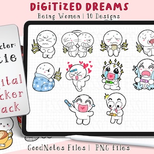 Digital Sticker Planner: Cute cutie being women character for ipad GoodNotes digital stickers goodnotes, daily bujo kawaii planner stickers