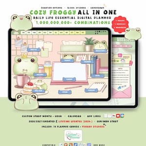 Agenda digital Frog 2026, sin fecha, de por vida, agenda personalizada para iPad y Android, Goodnotes, Green Journal