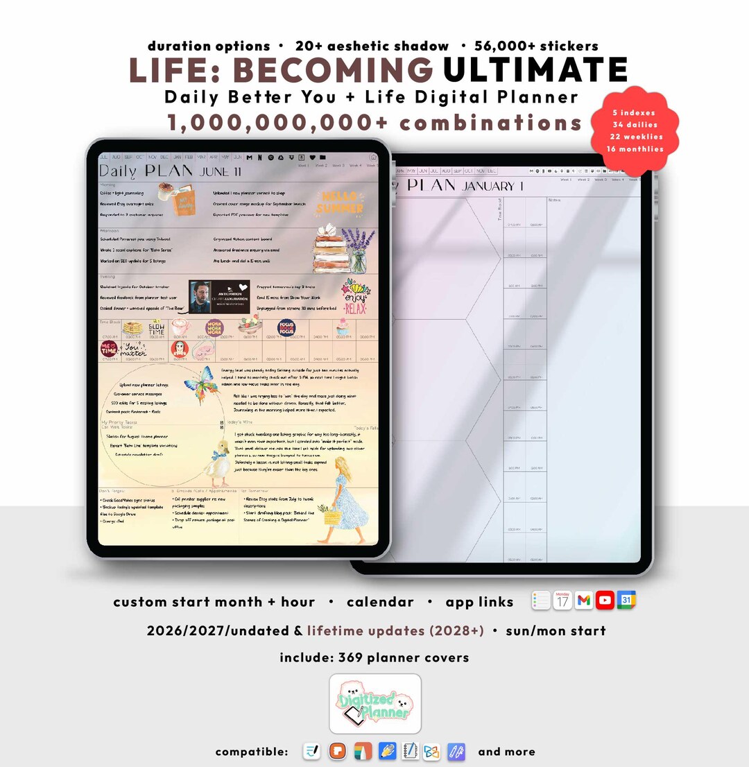 Minimalist Digital Planner 2026 2027, All in One Goodnotes iPad Android ...