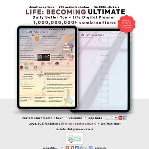 Minimalist Digital Planner: 2026 2027 Undated, Customizable, Daily GoodNotes PDF for iPad & Android Tablet