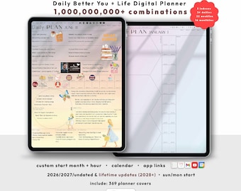 Minimalist Digital Planner: 2026 2027 Undated, Customizable, Daily GoodNotes PDF for iPad & Android Tablet