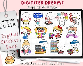 Digital Planner Stickers: Cute cutie shopping payday money budget for ipad GoodNotes digital stickers goodnotes, daily bujo planner stickers