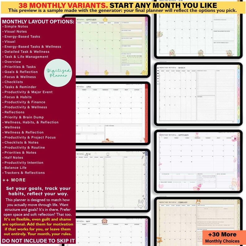 ADHD Digital Planner 2026, undated, lifetime: Custom Daily Habit & Stress for iPad Android GoodNotes Notability