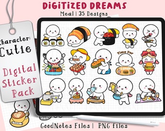 Kawaii Sushi Food Digital Planner Stickers, GoodNotes PNG