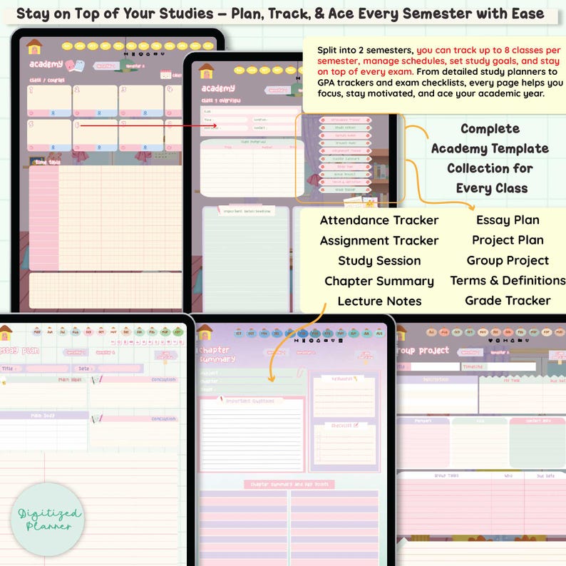 Student Digital Planner 2026, 2025, Lifetime, Duck Academy Study ...