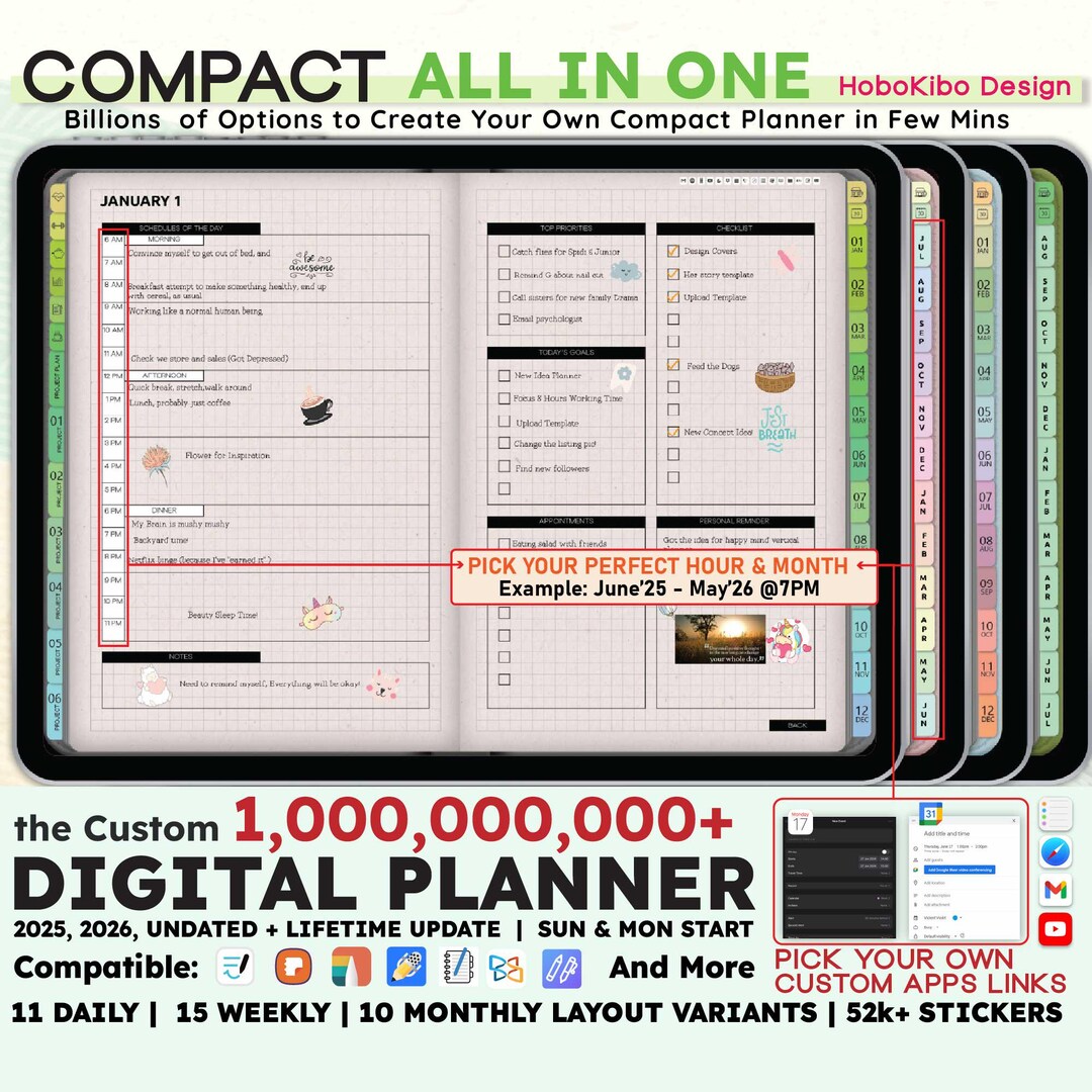 Digital Hobonichi Planner 2025 2026 Lifetime, Custom Daily Planner ...