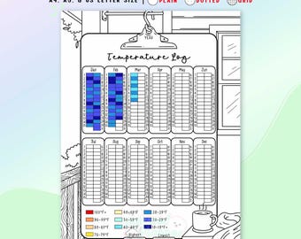 Yearly Temperature Log Printable, Weather Tracker, Weather Journal, Planner Page Insert
