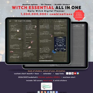 Dark Witch Digital Planner, Custom Grimoire & Book of Shadows, GoodNotes iPad Android, 2026, 2027