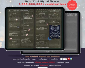 Dark Witch Digital Planner, Custom Grimoire & Book of Shadows, GoodNotes iPad Android, 2026, 2027