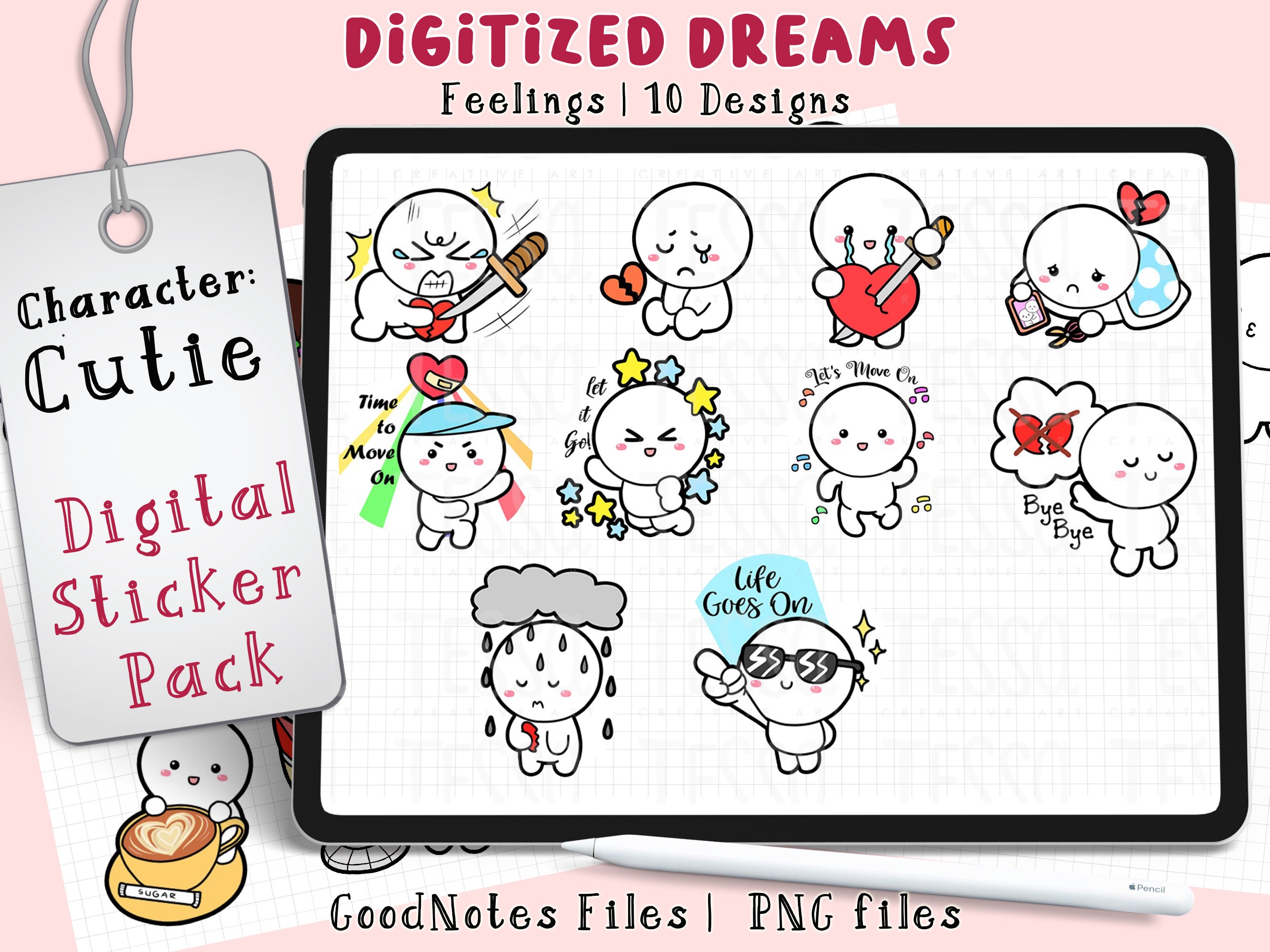 Kawaii Cutie Feelings デジタルステッカー: Bujo Planner (GoodNotes, PNG) - Etsy 日本, image size:2667x2000