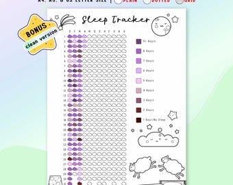 Yearly Sleep Quality Tracker Printable, Wellness Log Journal, Habit Tracker, Planner Bujo Page Insert