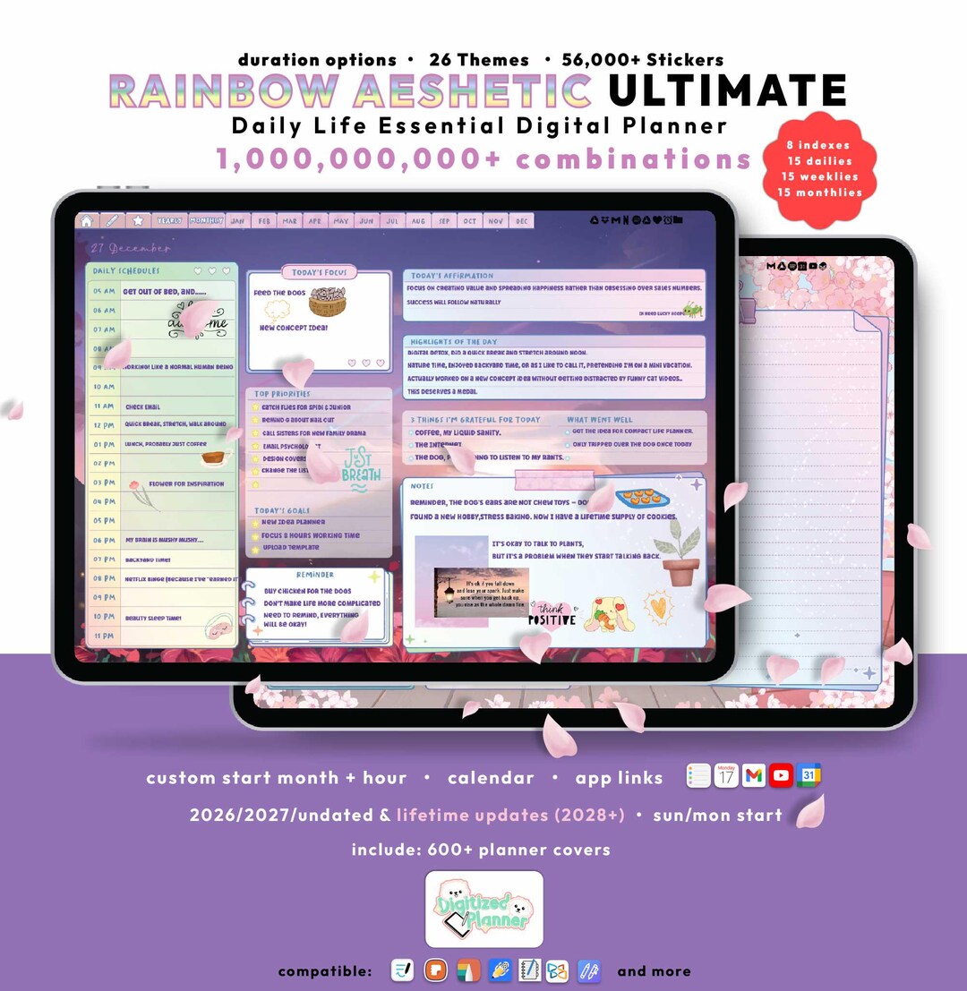 Pastel Digital Planner 2026 2027, Goodnotes iPad Android, Custom Start ...