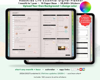 May include: A digital planner displayed on a tablet screen featuring a grid layout with sections for daily schedules, goals, and notes. The interface includes colorful tabs, stickers, and text reading 1 BILLION+ Ways to Customize COMPACT LIFE ALL IN ONE.