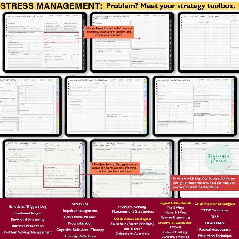 ADHD Digital Planner 2026, undated, lifetime: Custom Daily Habit & Stress for iPad Android GoodNotes