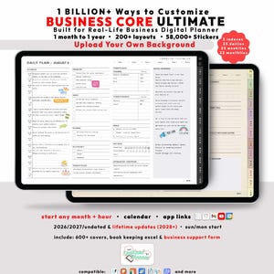 Small Business Digital Planner 2026 2027, Entrepreneur GoodNotes iPad Android, Undated, Lifetime, Start Any Month + Hour, KPI Tracker