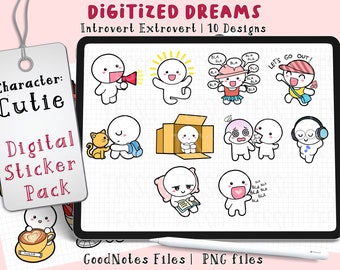 Character Digital Stickers: GoodNotes Planner, Bujo (PNG Files)