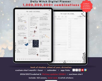 Witch Digital Planner 2026, Lifetime, Custom iPad Daily Witchy Grimoire Wicca Book of Shadow