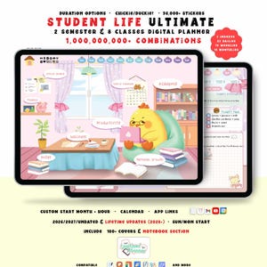 Student Digital Planner 2026 2027, Ducky Chicky Academy, GoodNotes iPad, Undated, Lifetime, Start Any Month + Hour, Assignment Tracker