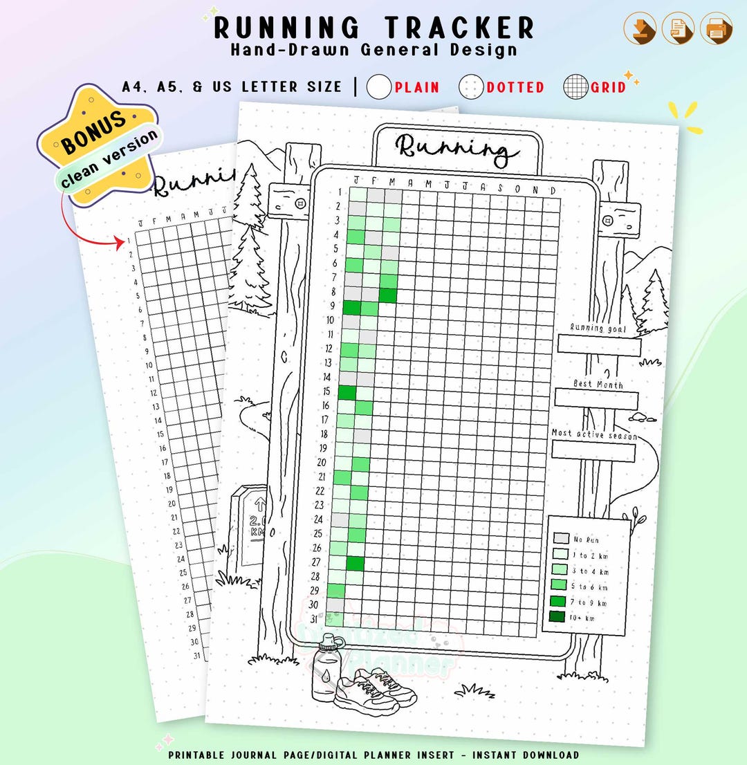 Running Tracker Printable, Fitness, Workout, Step Log, Printable ...