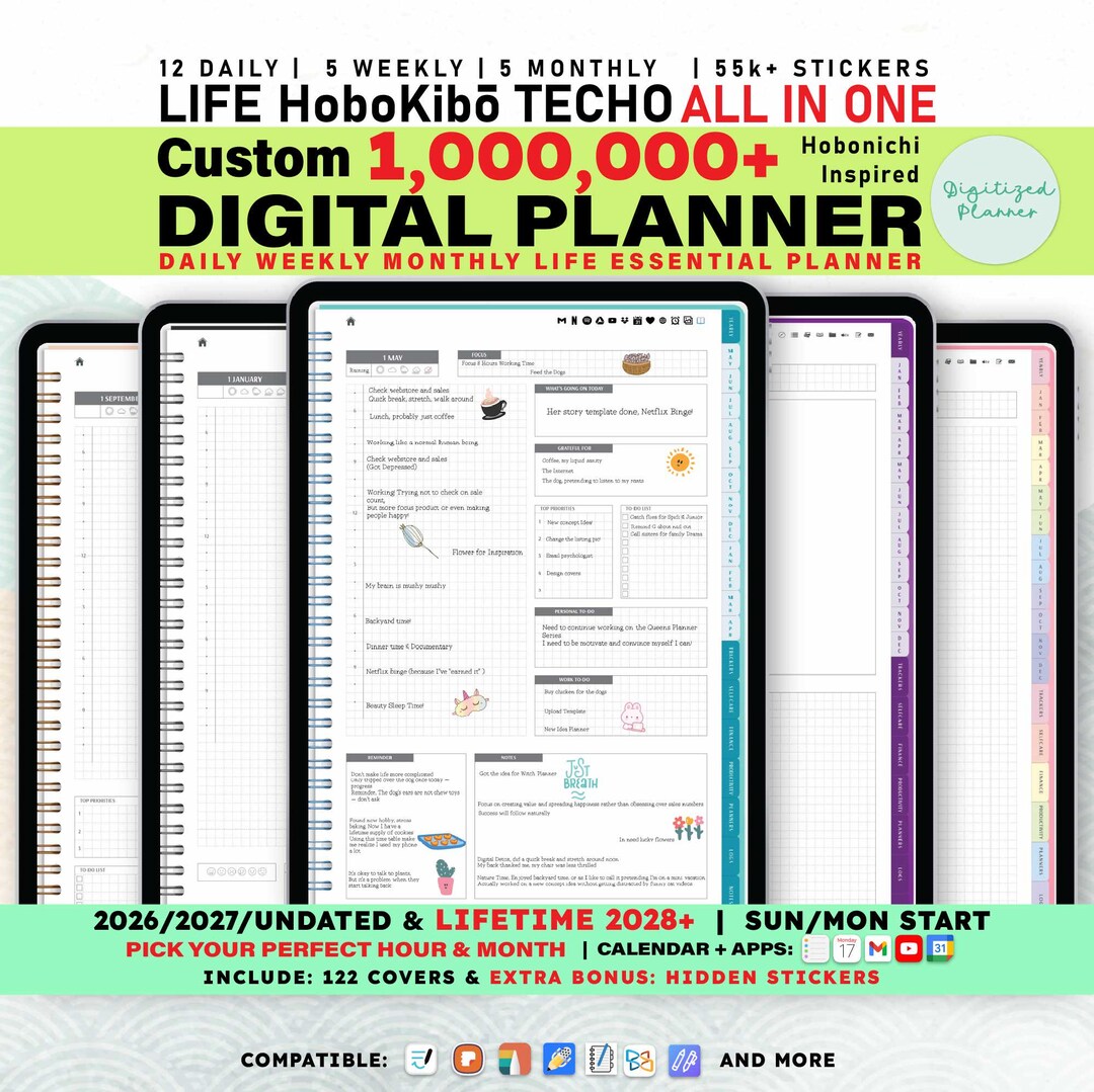 Hobonichi Digital Planner 2026 Undated Lifetime: Daily Customizable ...