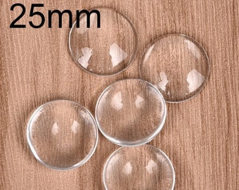 25mm Round Cabochons Transparent Glass Clear Flat Back for DIY Pendant Findings Jewelry Making Handmade Accessories