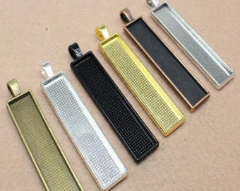10 x 50 mm Rechteck Anhänger Rohlinge- Rechteck Cabochon Tabletts-Anhänger Tabletts-Cabochon Lünette-Blank Lünette Cabochon - 6 Farbe
