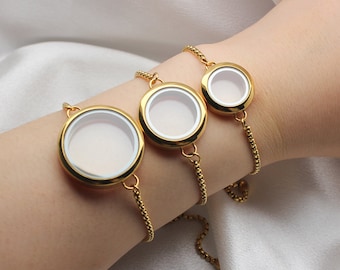 Stainless Steel Glass Locket Bracelet 20mm 25mm 30mm Gold Color Living Memory Locket Bracelet for Floating Locket Charms
