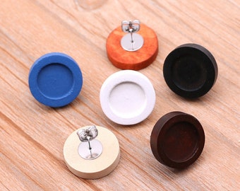 Wood Earring Blanks - Earring Settings - Earring Trays - Earring Stud Bezel Trays - Ear Stud Bezel Blank - lead and nickel free