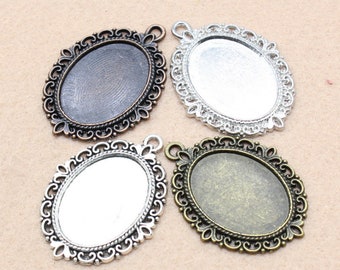 18x25mm Pendant Blank Oval - Zinc Alloy Cabochon Base Setting - Pendants Tray - Bezel Pendant Blank- fit 18x25mm cabochons