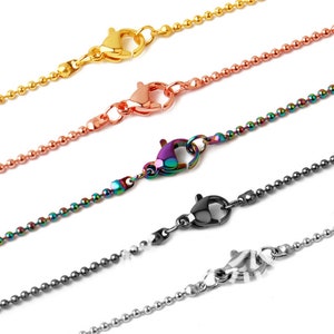 Stainless Steel Chain Necklace, 1.5mm Ball Chain Stainless Steel Rolo Chain, Stainless Necklace Chain, Stainless Chain Necklace - 5 Color