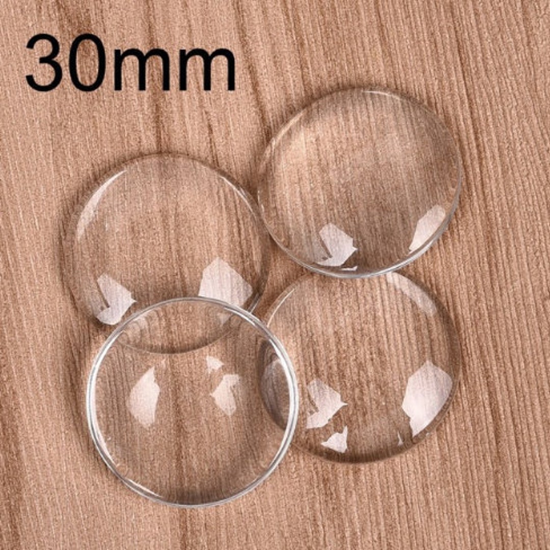 30mm (1 3/16) Round Glass Cabochons - Clear Magnifying Dome Cabs - 1 3/16  inch
