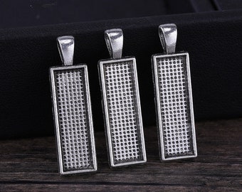8x26mm Rectángulo colgante espacios en blanco- Bandejas de cabujón rectangulares-Bandejas colgantes-Bisel de cabujón-Cabuchón de bisel en blanco