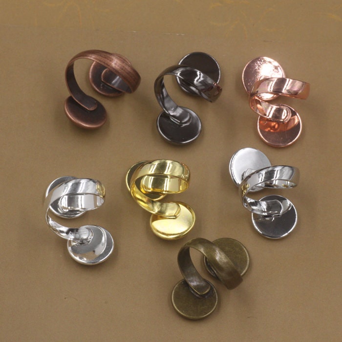 Pad Ring Base 20pcs Two Pad Rings Bases Cabochon Settings Bezel Tray Vintage Ring ...