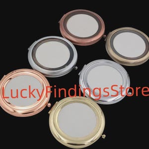 Specchio compatto vuoto da 70 mm, specchio compatto vuoto, vassoio compatto vuoto rotondo - diam. 57,1 mm - Fornitura di specchi compatti - specchio compatto personalizzato