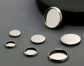 50pcs Inner 8mm-25mm Steel Stainless Metal Pendant Tray/Blank Connector Bezel Setting Tray For Cameo Cabochons