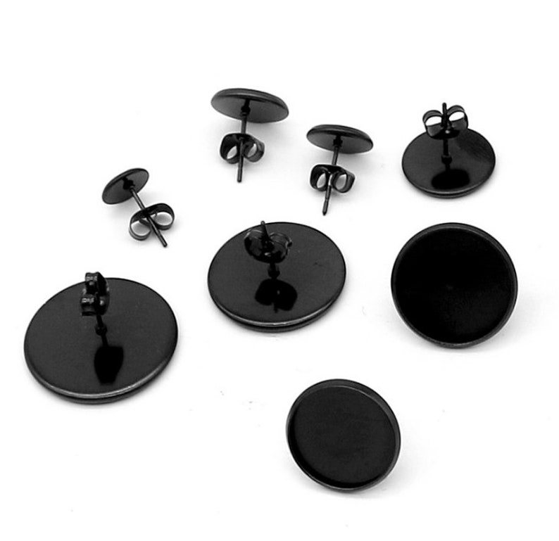 Ear Stud Bezel Blank Earring Settings lead and nickel free Black Earring Blanks Earring Trays Earring Stud Bezel Trays