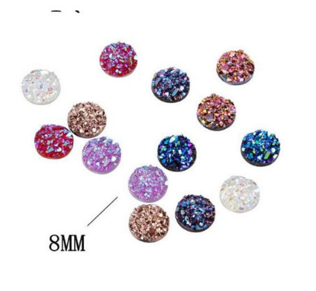 8MM Round Druzy Cabochons-8mm Faux Drusy Cabochons-glitter Resin ...