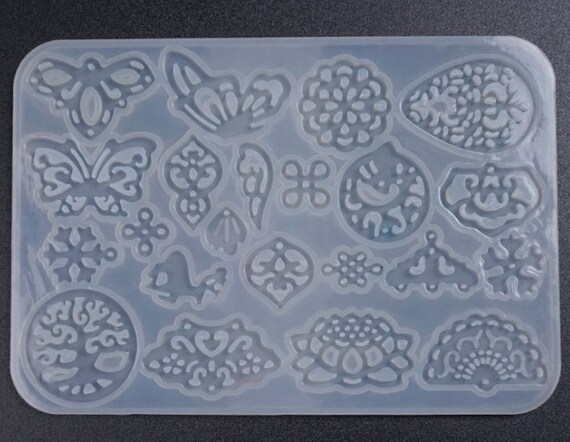 Retro hollow pendant silicone mold butterfly Earring pendant resin molds Folding fan jewelry mold craft mould for ring pendant making