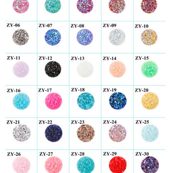 10mm Faux Druzy Cabochons, Resin Druzy for tray cabochons, Making Druzy Earrings, Glitter Drusy Cabochons, 10mm Round Cabochon, 1-30 Color