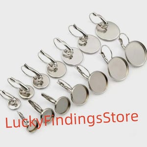 50pcs Surgical Steel Bezel French Earring Bases Blanks- Earring Base, Earring blank Stainless Steel - French Earring Findings