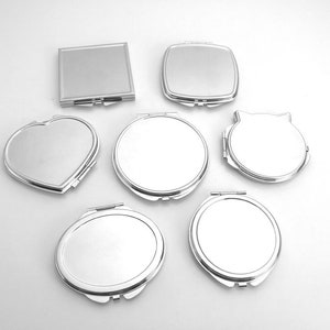 Pocket Mirror Blank Compact Mirrors Supply Silver Mirror Compact DIY Round Mirror - Round/Square/Heart/Oval Compact Mirror Supply