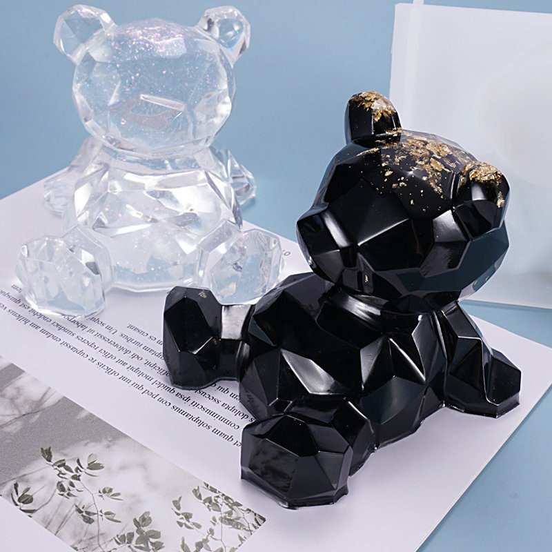 DIY Bear Resin Mold Three-dimensional Geometric Bear Crystal Epoxy Mold Decoration Cartoon Little Rilakkuma Silicone Mold