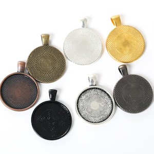 1 inch Cabochon Setting-Blank Pendant Trays-Cabochon Bezel Tray-Blank Pendant Bezel-25mm Round Cabochon Trays-Blank Bezel Cabochon