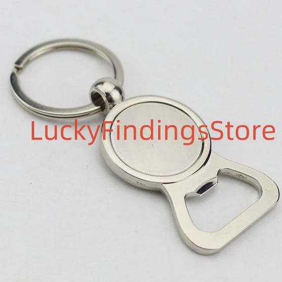 25mm New Bottle Opener Keychains Zinc Alloy Round Keyrings for Gifts Custom  LOGO Add Heart And Compass Shape