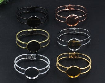 Bezel bracelet Setting - Bangle blanks - 20mm Round Silver Ant Silver Bracelet - Shallow -bracelet bezel trays - Bangle Bracelet Blanks